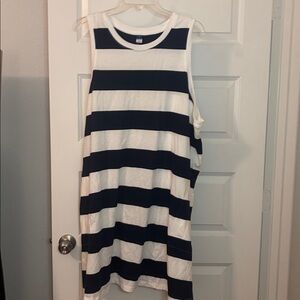 Old Navy Sleeveless Mini Tank Dress SZ 3X navy & white stripe summer casual